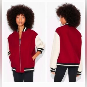 Wild Fable Women's Game Day Varsity Jacket  Red